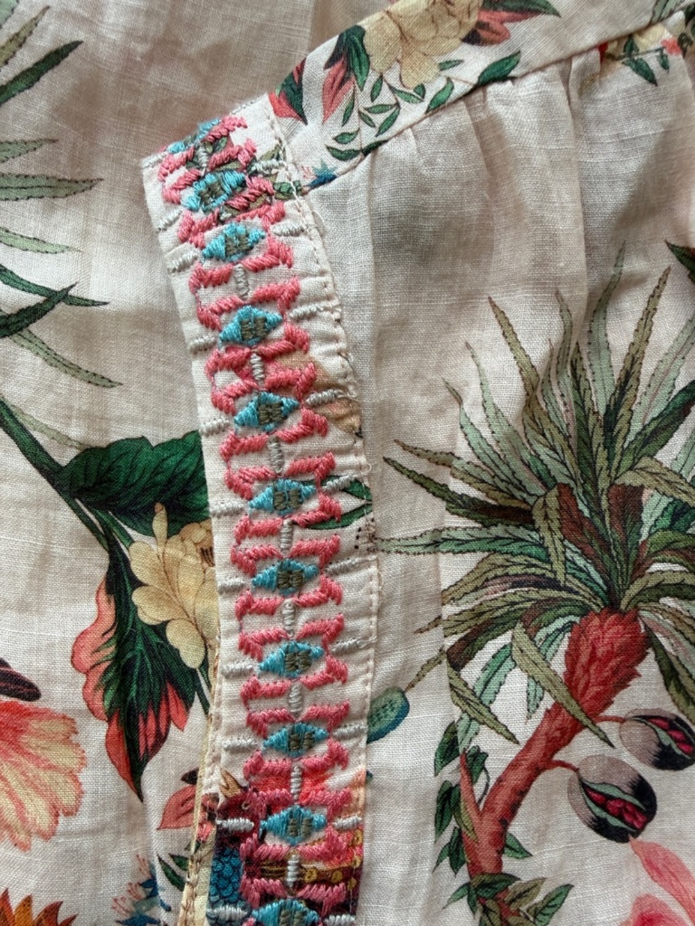 Johnny Was Workshop Floral Peach Midi Dress Embroidered sleeves size XL - Picture 8 of 15